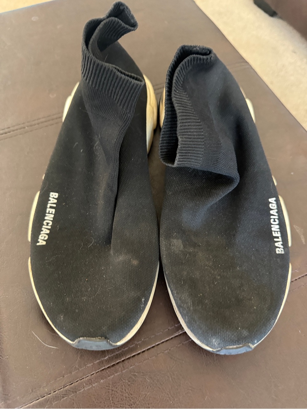 Balenciaga Black Sock Runner Sneakers with White Sole